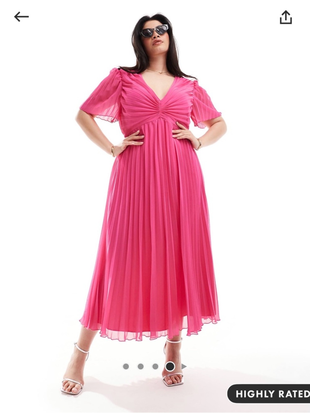 ASOS Curve Hot Pink Pleated Maxi Dress
